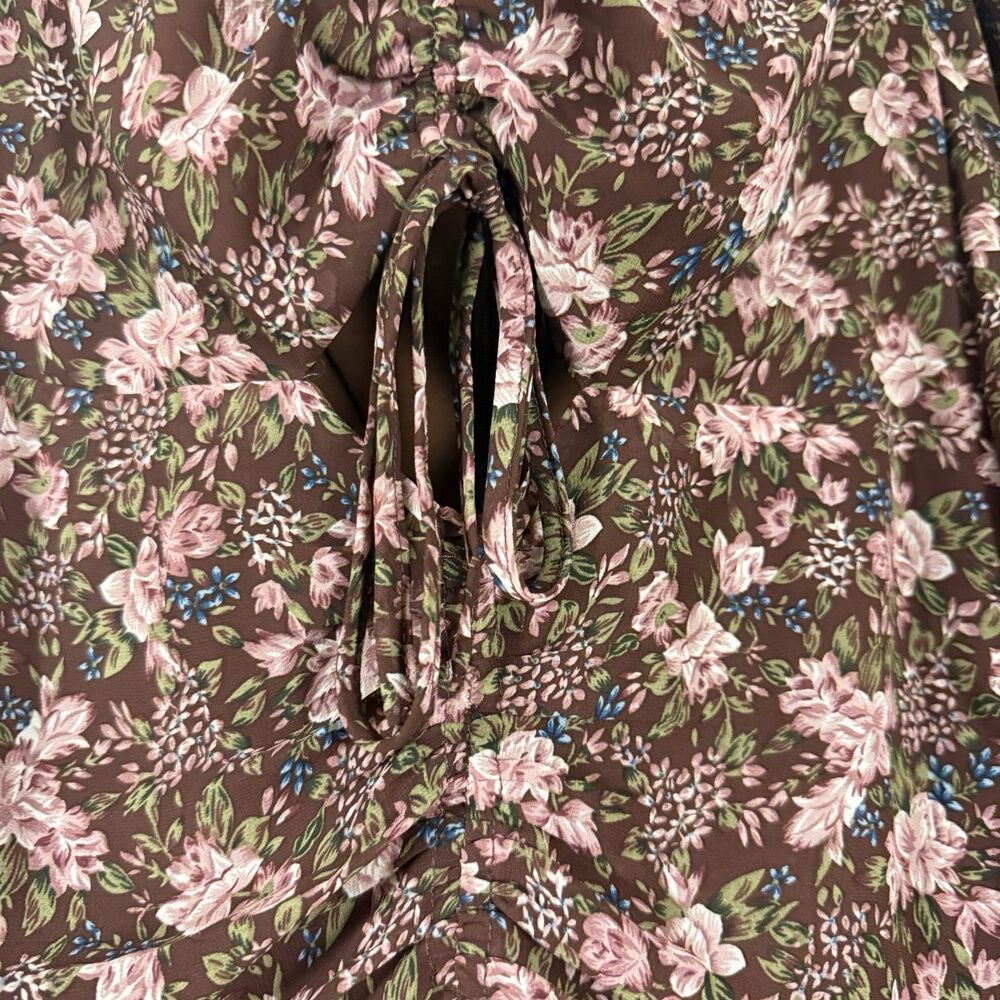 Astr Floral Midi Dress in Brown and Pink - Picture 6 of 14